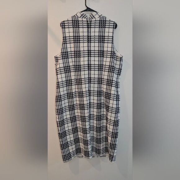 Corpcore Plaid Mock-Neck Sheath Dress 18/20W | Dark Academia Mod 1960s Style - Picture 5 of 6